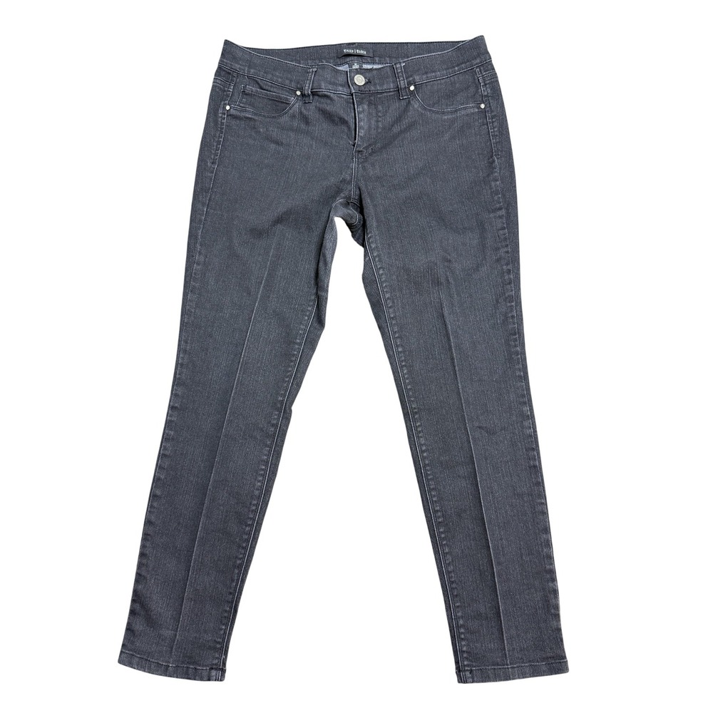 White House Black Market Jeans Womens M Short Gray High Rise Slim Skinny Denim